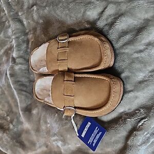 Birkenstock Buckle Shearling Slides size 39